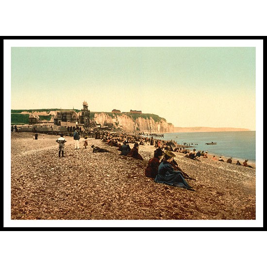 Beach And Casino Dieppe France, A New Print Of A Vintage Beach Scene